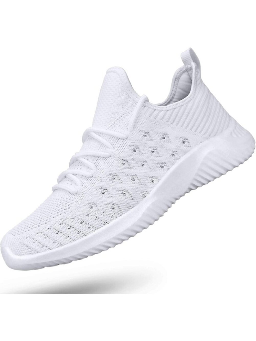 Men's White Lightweight Breathable Comfortable Lace-Up Slip On Walking Sneaker